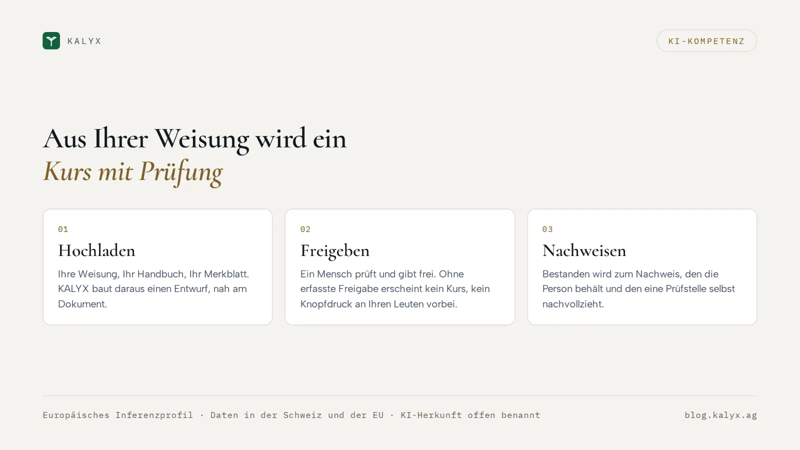 Aufmacher zum Beitrag: Aus Ihrer Weisung wird ein Kurs mit Prüfung