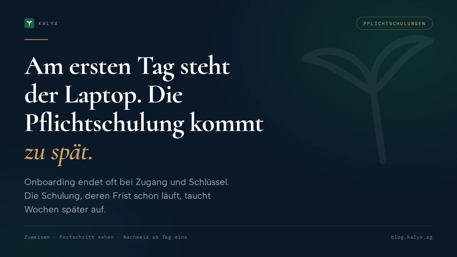 Aufmacher zum Beitrag: Am ersten Tag steht der Laptop. Die Pflichtschulung kommt zu spät.