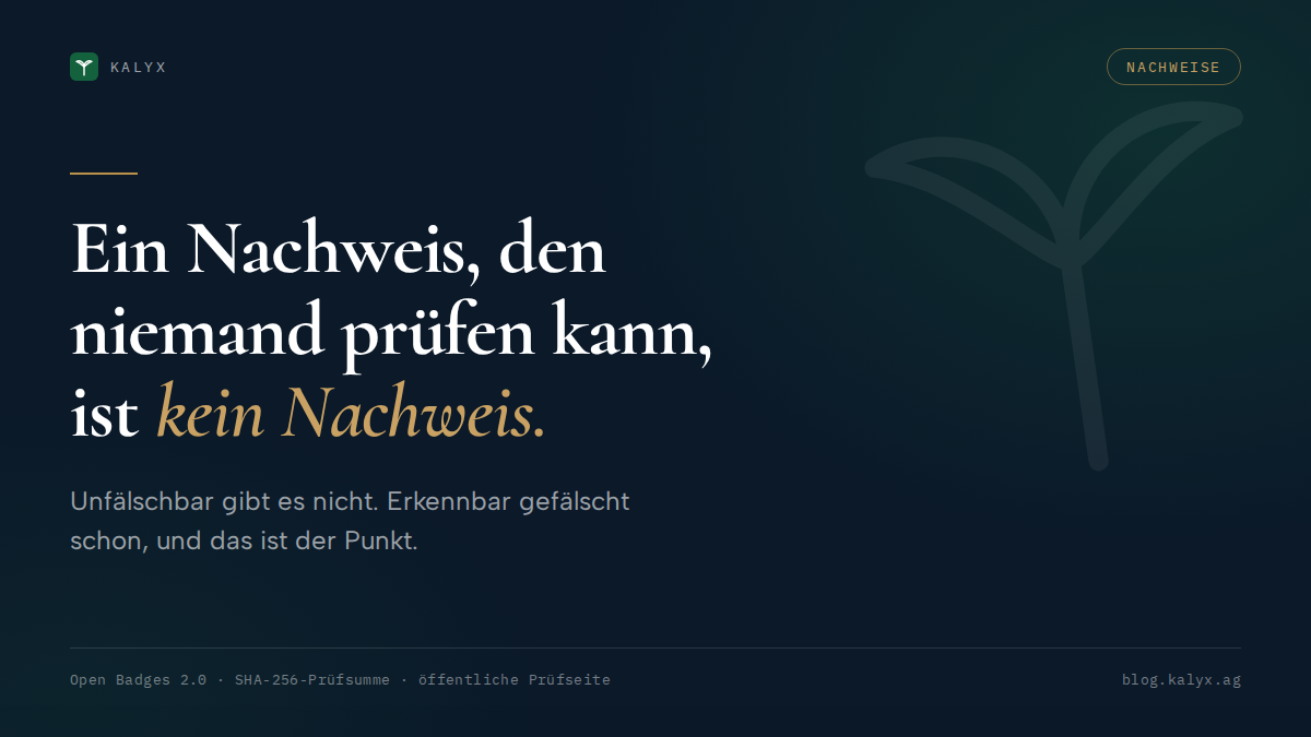 Aufmacher zum Beitrag: Was ein fälschungssicherer Schulungsnachweis bedeutet.