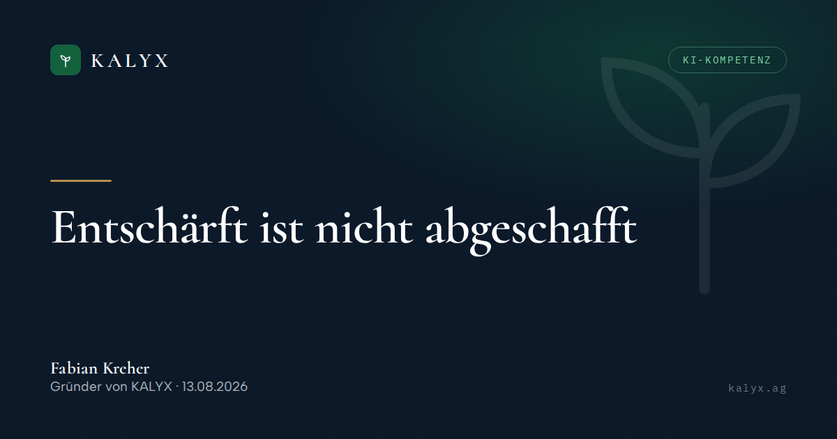 Aufmacher zum Beitrag über die KI-Kompetenzpflicht: Entschärft ist nicht abgeschafft.