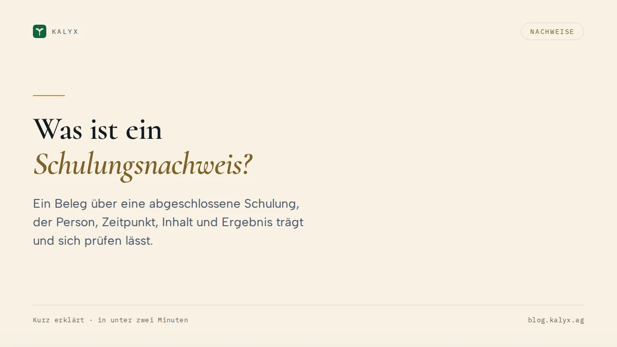 Aufmacher zum Beitrag: Was ist ein Schulungsnachweis?
